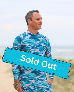 Beach Waves Men's Rashie - Men's Patterned Long Sleeved Sunsmart Sustainable Rashie
