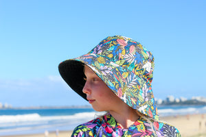 Kid's Wide Brimmed Bucket Hat - Midnight Garden