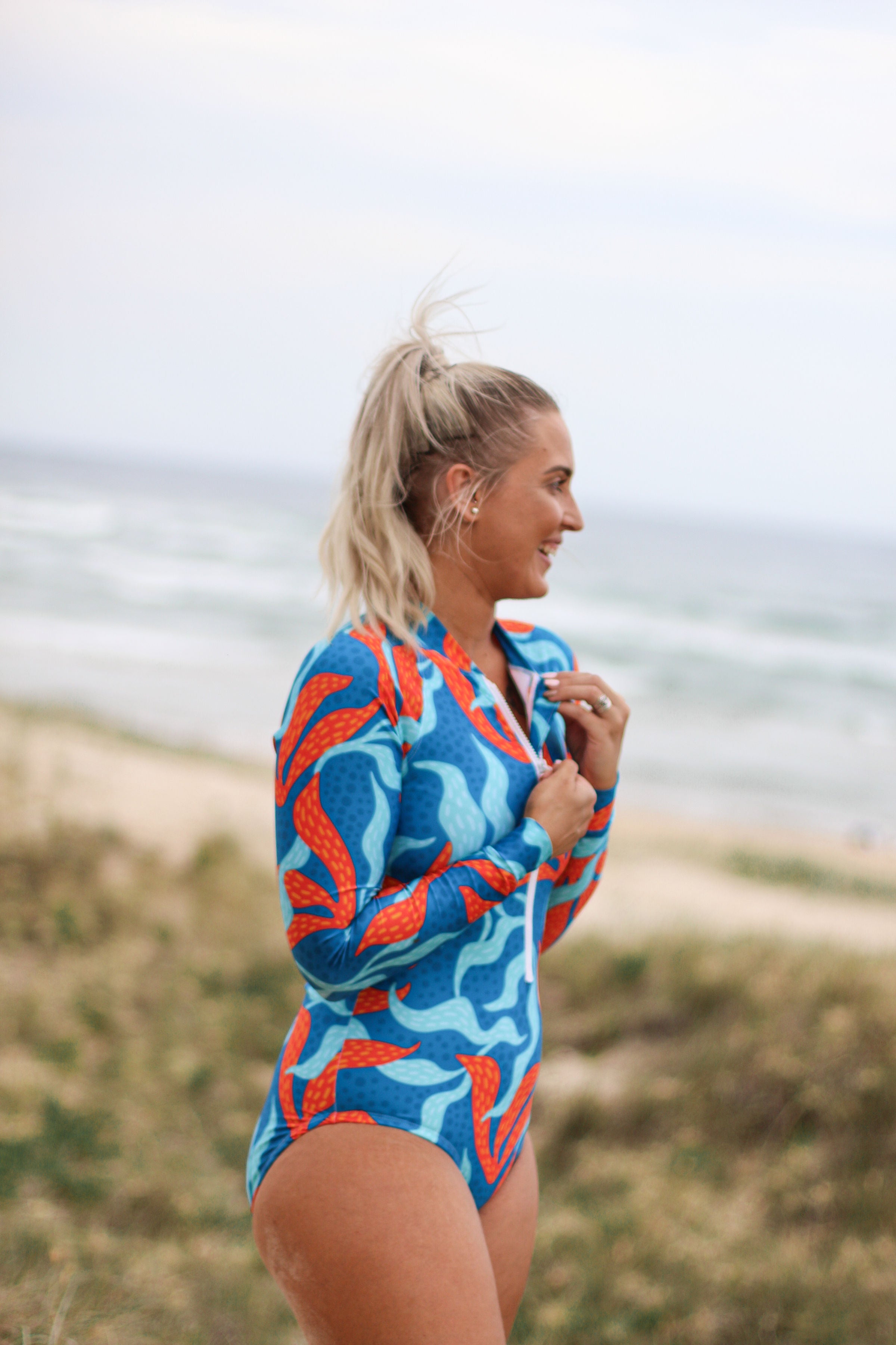 Kelp Forest Surfsuit - Women’s One Piece Long Sleeved Sunsmart and Sustainable Surfsuit