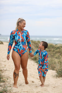 Kelp Forest Kid's Rashie - Long Sleeved Sunsmart and Sustainable Kid's Zip Through Rashie