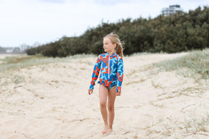 Kelp Forest Frill Surfsuit - Kid’s Long Sleeved One Piece Sunsmart and Sustainable Surfsuit