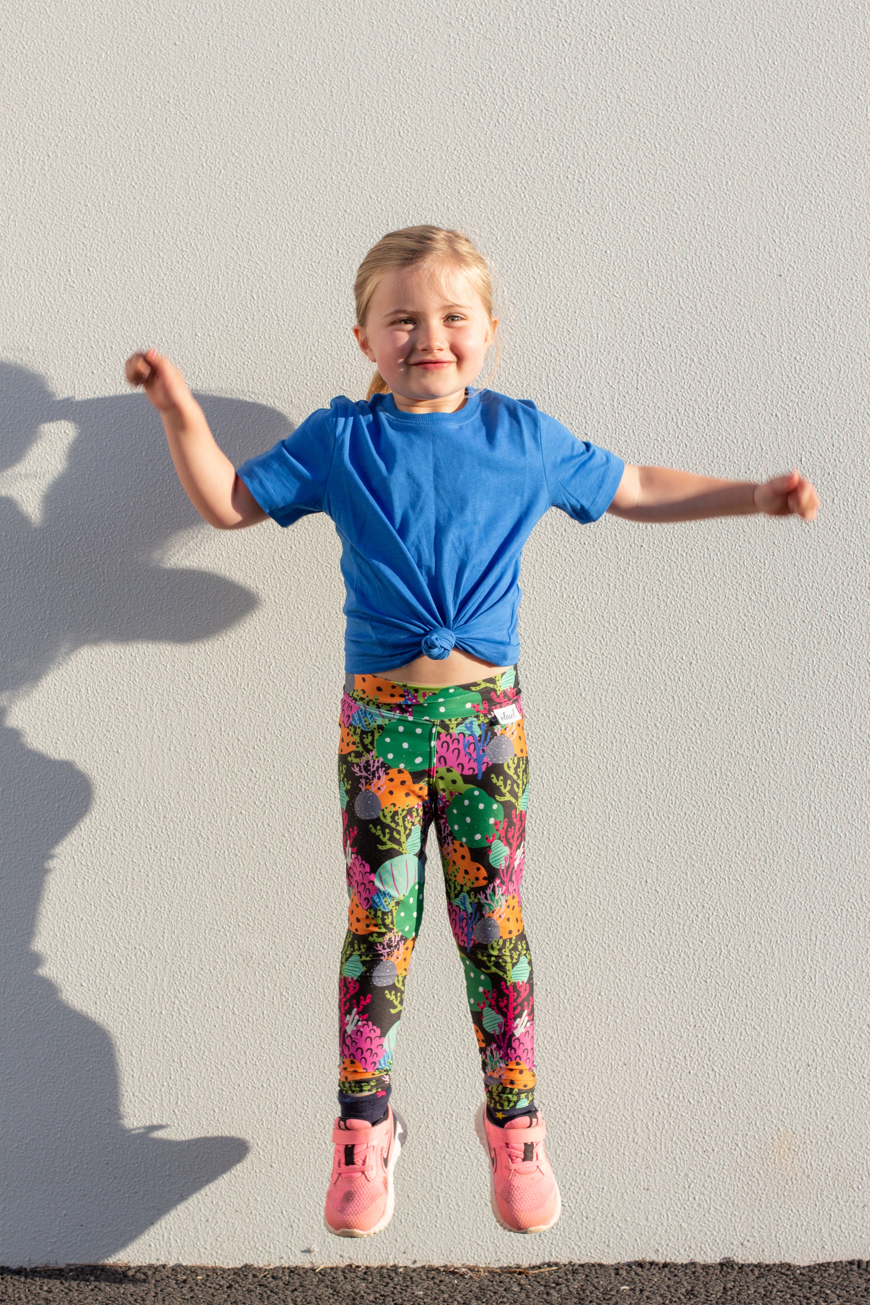Kid's Leggings - Coral Sea