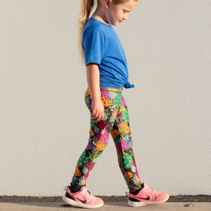 Kid's Leggings - Coral Sea