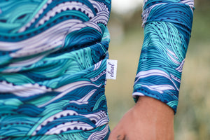 Beach Waves Men's Rashie - Men's Patterned Long Sleeved Sunsmart Sustainable Rashie